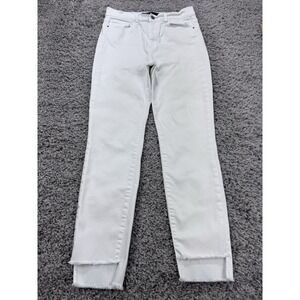 Harper Jeans Women 30 White Frayed Tiered Hem‎ Pencil Ankle High Rise Denim